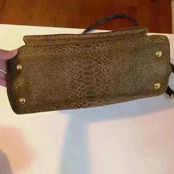 NWOT Michael Kors Snakeskin Python Suede 2Way Brown Tote Bag Satchel Purse Large - Picture 10 of 15